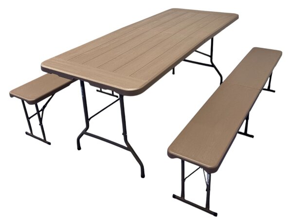 TENTino Plastový pivní set skládací WOOD - 180 cm