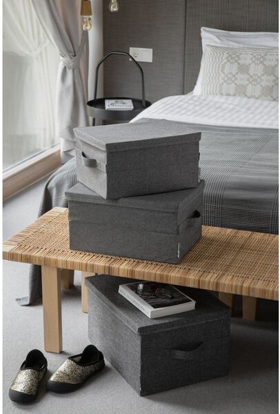 Šedý látkový úložný box s víkem 35x26x19 cm Soft Storage – Bigso