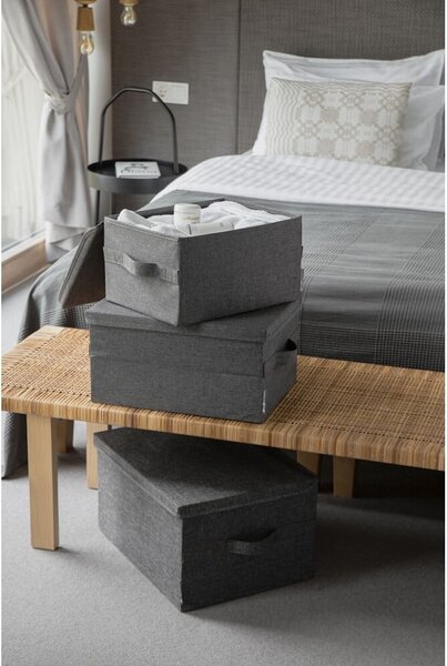 Šedý látkový úložný box s víkem 35x26x19 cm Soft Storage – Bigso