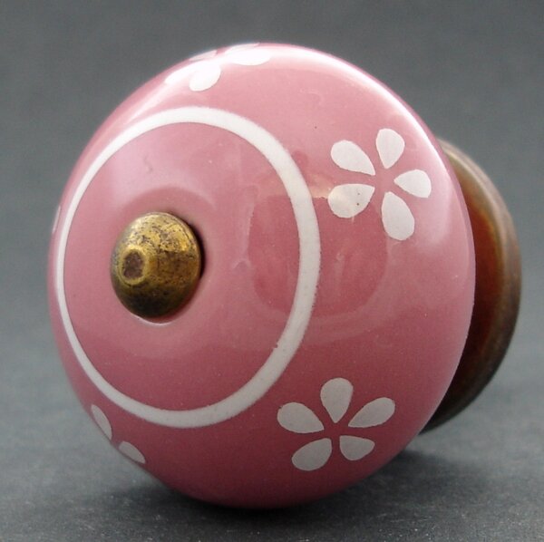 Keramická úchytka -Pomněnka starorůžová Barva kovu: zlatá