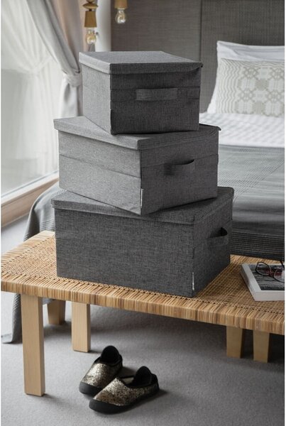 Šedý látkový úložný box s víkem 35x26x19 cm Soft Storage – Bigso