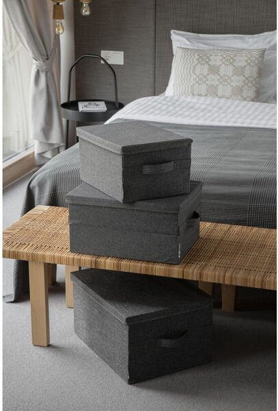 Šedý látkový úložný box s víkem 35x26x19 cm Soft Storage – Bigso
