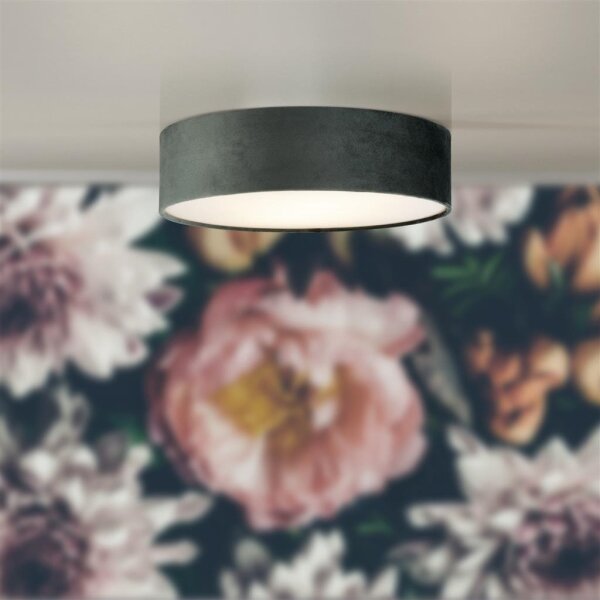 Searchlight 23298-2GY - Stropní svítidlo DRUM PLEAT 2xE27/15W/230V šedá