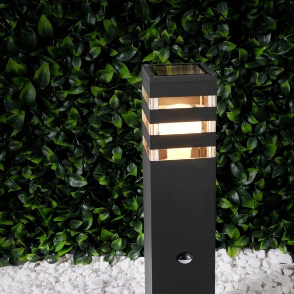 Venkovní lampa se senzorem TEKSAS 1xE27/12W/230V IP44 44 cm antracit