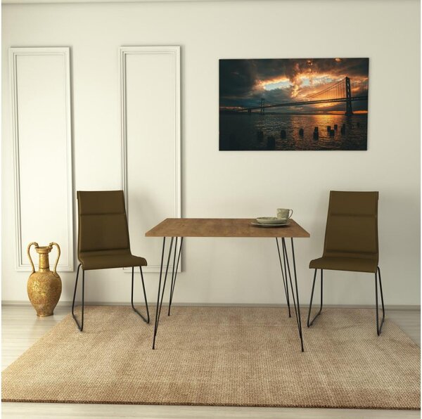 Jídelní stůl SANDALF 90x90 cm hnědá/černá