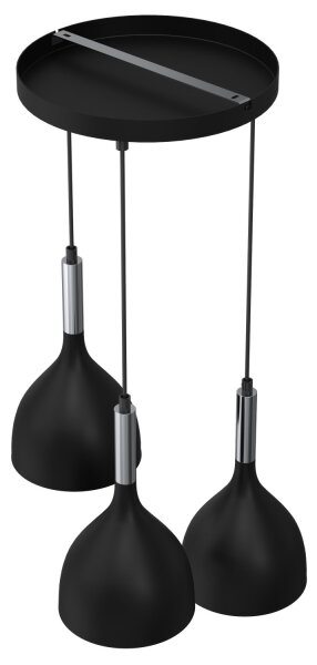 Lustr na lanku NOAK 3xE27/15W/230V černá/chrom
