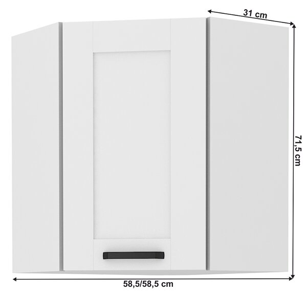 KONDELA Horní rohová skříňka, bílá, LULA 58x58 GN-72 1F