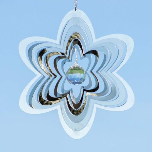 Zahradní větrná dekorace Mirror crystal flower 20 cm