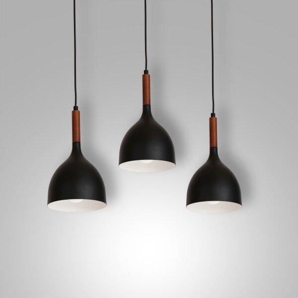 Lustr na lanku NOAK WOOD 3xE27/15W/230V černá/buk