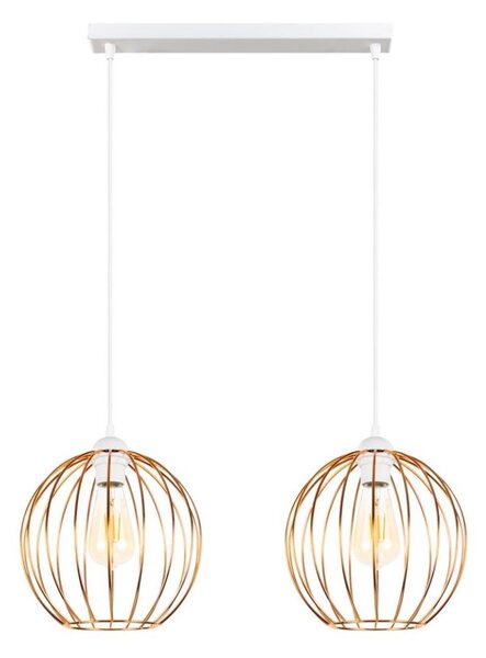 Lustr na lanku MATT 2xE27/60W/230V bílá/měděná