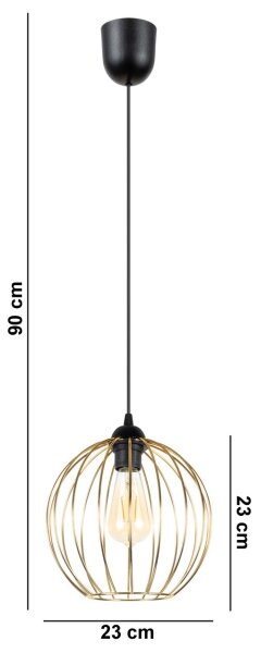 Lustr na lanku MATT 1xE27/60W/230V černá/zlatá