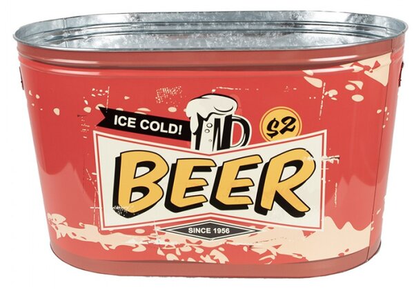 Nádoba na led červená hliníková Ice Cold Beer – 40 x 25 x 23 cm