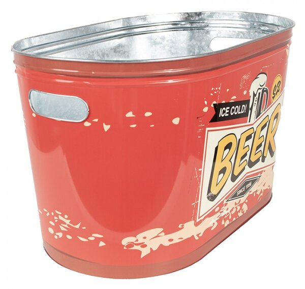 Nádoba na led červená hliníková Ice Cold Beer – 40 x 25 x 23 cm