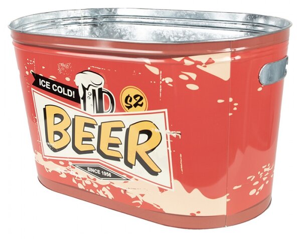 Nádoba na led červená hliníková Ice Cold Beer – 40 x 25 x 23 cm