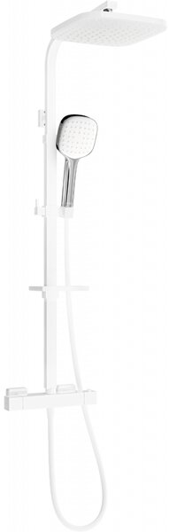 Mexen CQ33 odkrytý sprchový set s dešťovou sprchovou hlavicí a termostatickou sprchovou baterií, Bíl