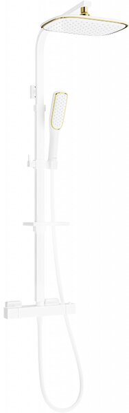 Mexen - CQ49 sprchový set s termostatickou baterií Cube, bílá-zlatá, 772504995-25