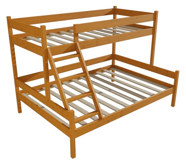Vomaks Patrová postel s rozšířeným spodním lůžkem PPS 002 Rozměr: 100/140 x 180 cm, Povrchová úprava: moření olše