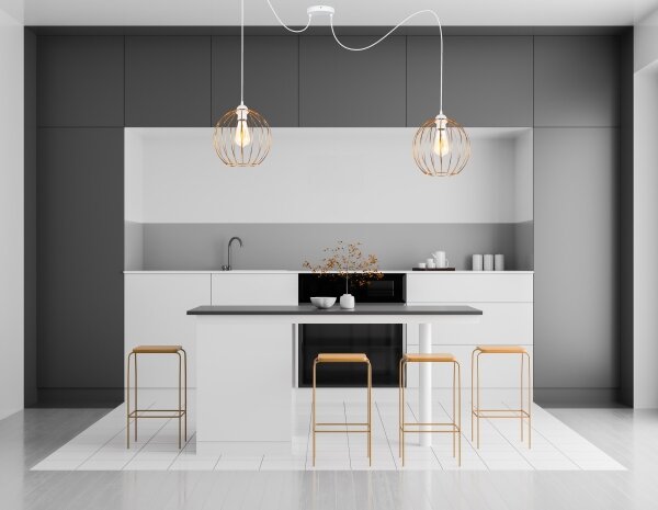 Lustr na lanku MATT 2xE27/60W/230V pavouk bílá/měděná
