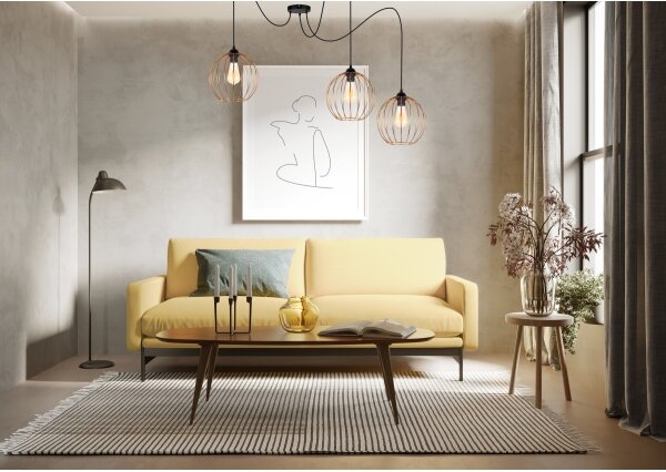 Lustr na lanku MATT 3xE27/60W/230V pavouk černá/měděná