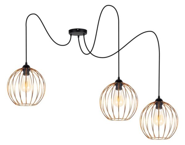 Lustr na lanku MATT 3xE27/60W/230V pavouk černá/měděná