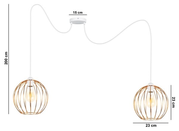 Lustr na lanku MATT 2xE27/60W/230V pavouk bílá/měděná