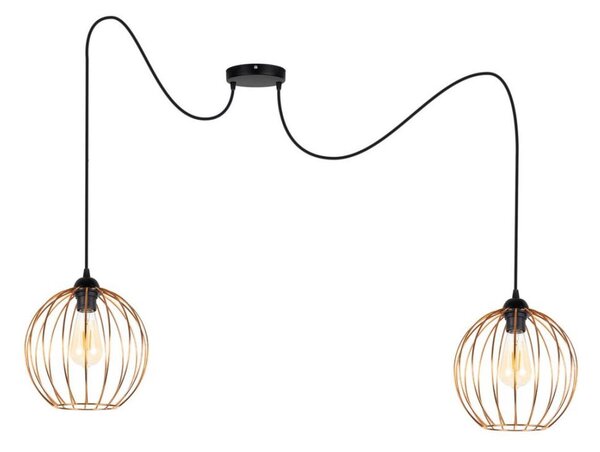 Lustr na lanku MATT 2xE27/60W/230V pavouk černá/měděná