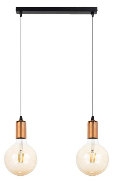 Lustr na lanku MIROS 2xE27/60W/230V černá/měděná