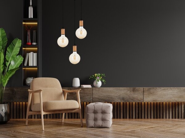 Lustr na lanku MIROS 3xE27/60W/230V kulatý černá/měděná