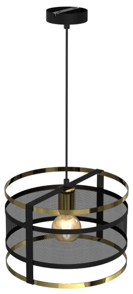 Lustr na lanku RIM 1xE27/60W/230V černá/zlatá