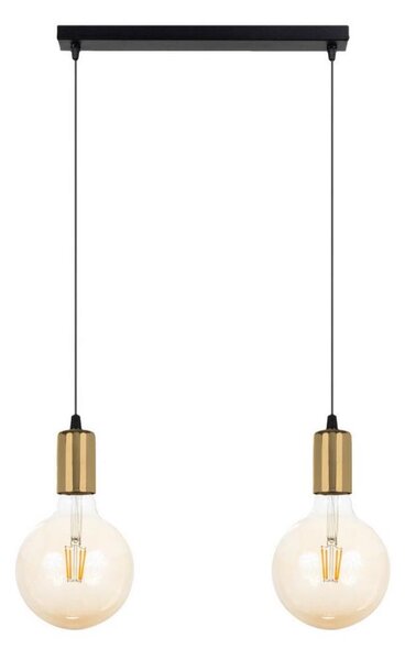 Lustr na lanku MIROS 2xE27/60W/230V černá/zlatá