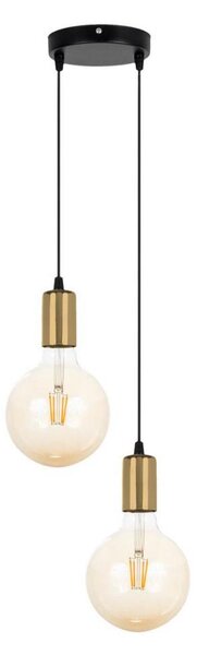 Lustr na lanku MIROS 2xE27/60W/230V kulatý černá/zlatá