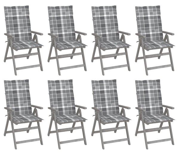 Zahradní polohovací židle s poduškami 8 ks šedé akáciové dřevo
