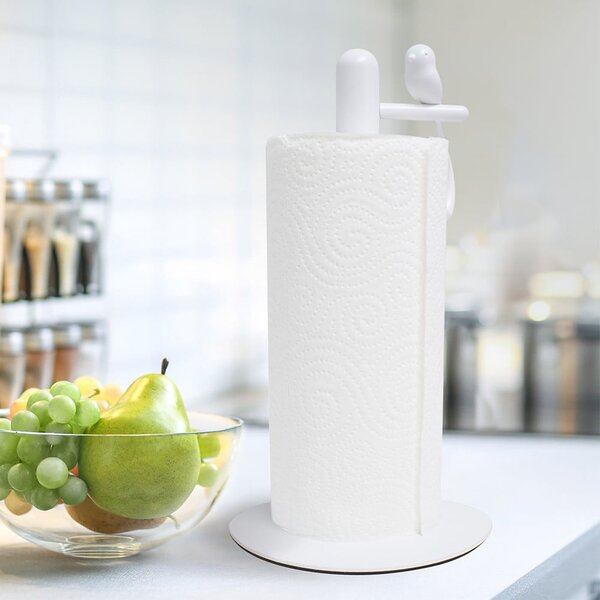 Bílý držák na kuchyňské utěrky ø 16 cm Birdie – Balvi