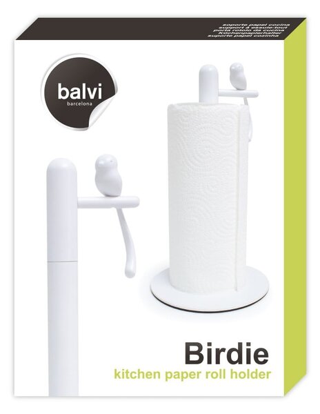 Bílý držák na kuchyňské utěrky ø 16 cm Birdie – Balvi