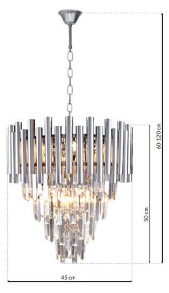 Křišťálový lustr na řetězu MADISON 9xE14/40W/230V chrom