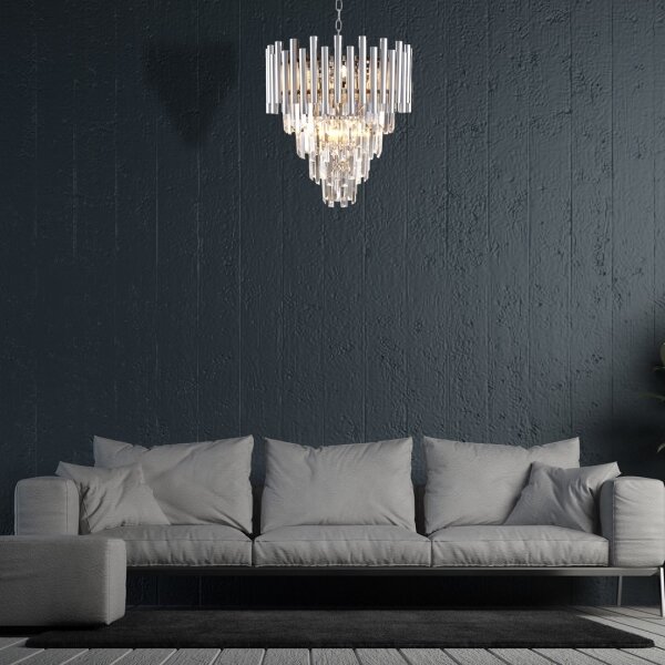 Křišťálový lustr na řetězu MADISON 9xE14/40W/230V chrom