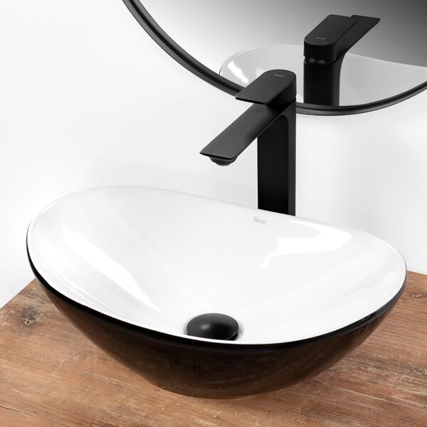 Keramické umyvadlo na desku REA ROYAL MINI BLACK WHITE 48x30,5 cm bílo/černé