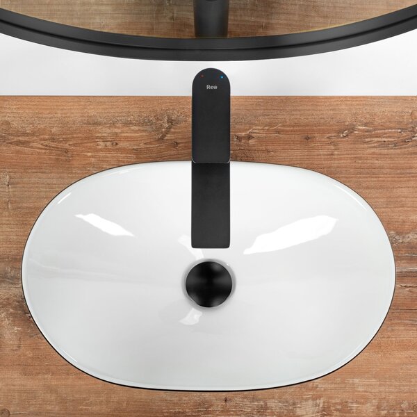 Keramické umyvadlo na desku REA ROYAL MINI BLACK WHITE 48x30,5 cm bílo/černé
