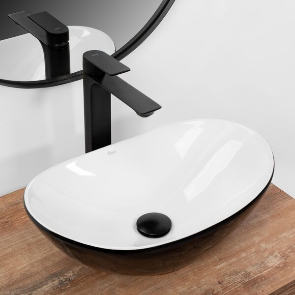 Keramické umyvadlo na desku REA ROYAL MINI BLACK WHITE 48x30,5 cm bílo/černé
