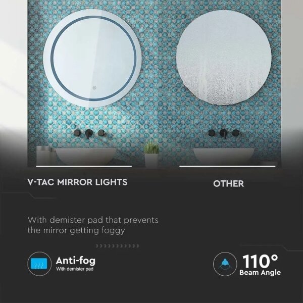 LED Koupelnové vyhřívané podsvícené zrcadlo LED/25W/230V IP44 3000K/4000K/6400K