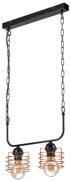 Lustr na řetězu MORGAN 2xE27/60W/230V černá/měděná