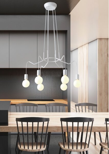 Lustr na lanku BASSO 6xE27/40W/230V bílá