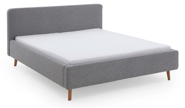 Šedá čalouněná dvoulůžková postel s úložným prostorem a roštem 180x200 cm Mattis – Meise Möbel