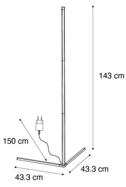 Stojací lampa černá vč. LED s RGB a dálkovým ovládáním - Carla