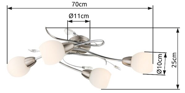 Globo 60209-4 přisazené stropní svítidlo Lilly 4x40W | E14 - chrom, matný nikl, opál