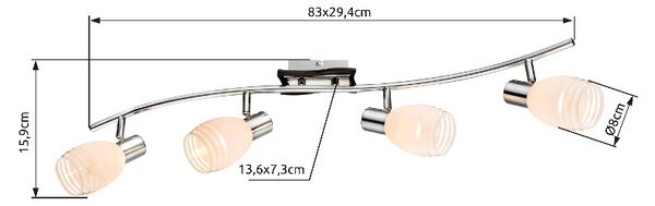 Globo 541010-4 přisazené stropní či nástěnné bodové svítidlo 4x40W | E14 - opál, satinované sklo