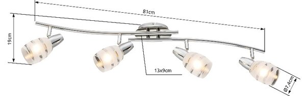 Globo 54985-4 přisazené stropní či nástěnné bodové svítidlo 4x40W | E14 - satinované sklo, chrom