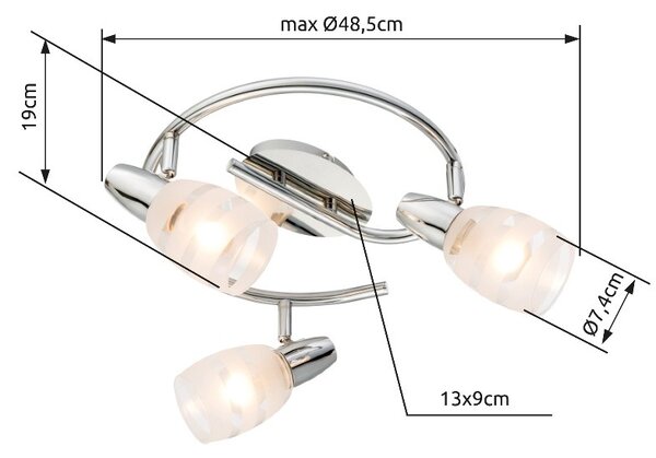 Globo 54985-3 přisazené stropní svítidlo Roy 3x40W | E14 - satinované sklo, chrom