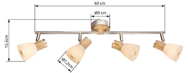 Globo 54352-4 přisazené nástěnné či stropní bodové svítidlo Gylfi 4x40W | E14 - opál, matný nikl, dřevo