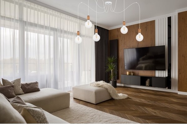Lustr na lanku MIROS 5xE27/60W/230V pavouk bílá/měděná